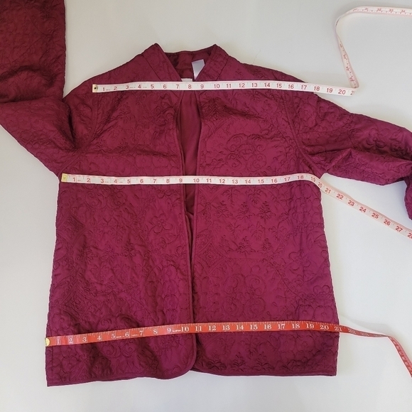Alfred Dunner Women' Size 10 Burgundy Quilted Open Front Jacket Fall Cozy Granny - Picture 8 of 10